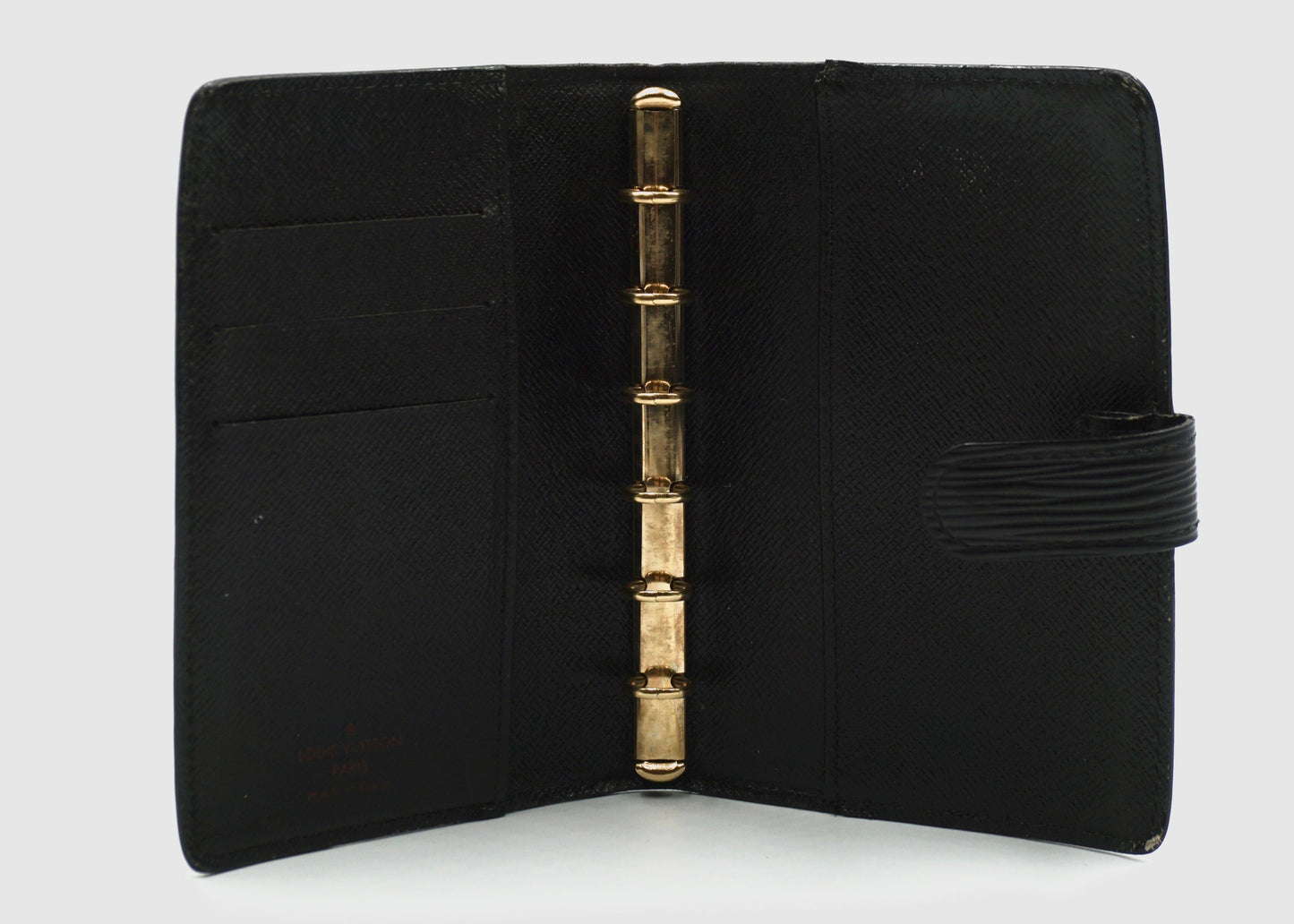 Louis Vuitton Black EPI Small Ring Agenda Wallet